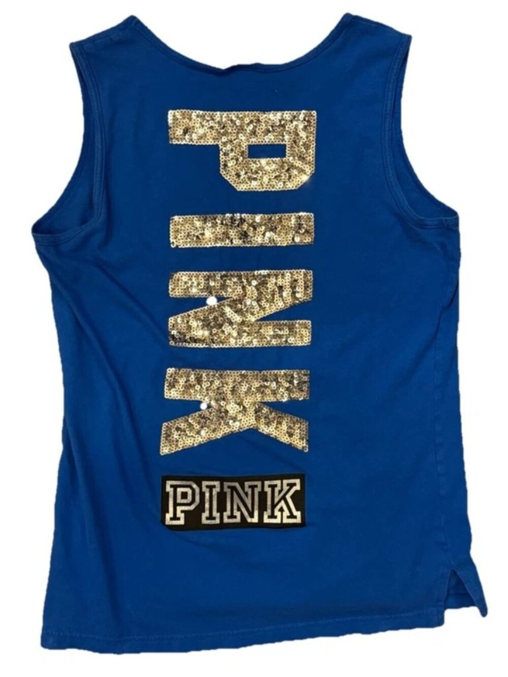 Y2K VTG Victoria's Secret Women's Blue Sleeveless Shirt Silver Sequins Sz XS